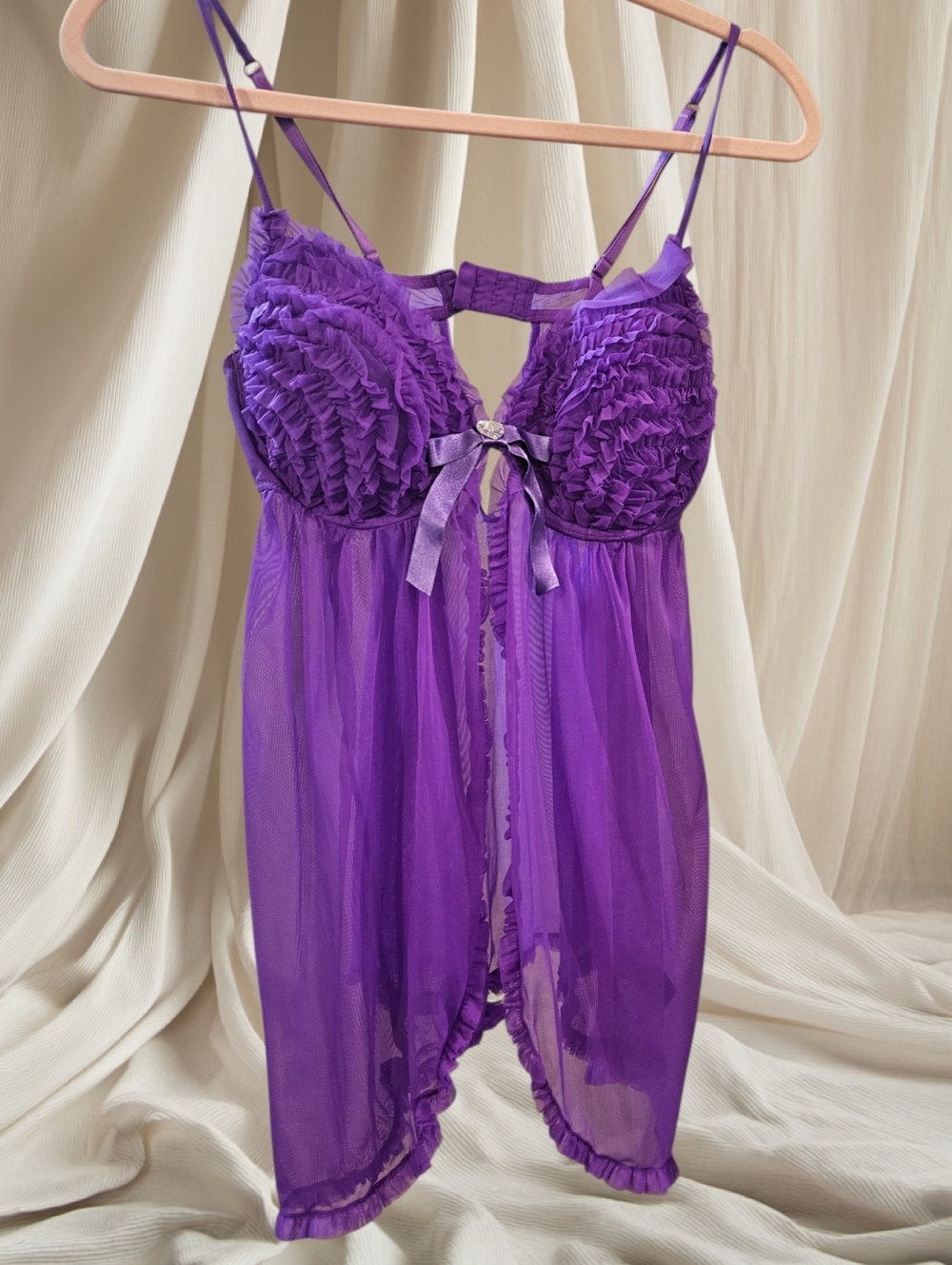 La SENZA Women's Large Purple Babydoll with Ruffled Cups